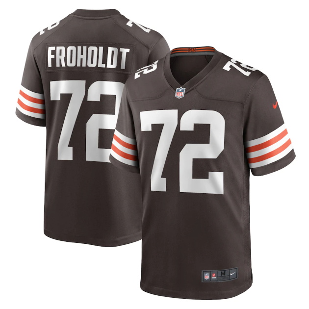 mens nike hjalte froholdt brown cleveland browns game player jersey